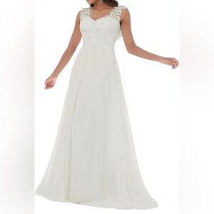 Elegant White Lace Evening Gown